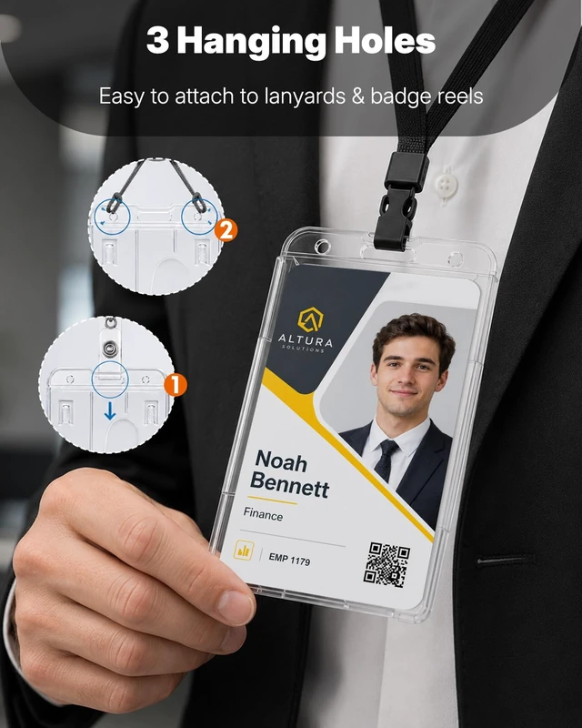 Alt view image 3 of 6 - Pawfly 2 Pack Vertical 2-Card Badge Holders for Office School IDs