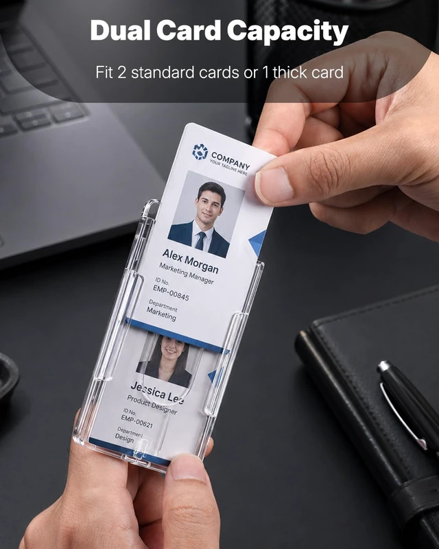 Alt view image 6 of 6 - Pawfly 2 Pack Vertical 2-Card Badge Holders for Office School IDs
