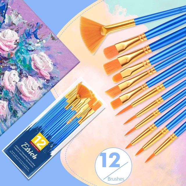 Alt view image 6 of 7 - ESRICH Paint Brushes Set,1pack/12pcs Nylon Hair Round-Pointed Tip Acrylic Paint Brushes for Watercolor Oil Rock Face Painting,12 Sizes Paint Brush for All Purposes Kids Adult Arts Painting Brush Kits