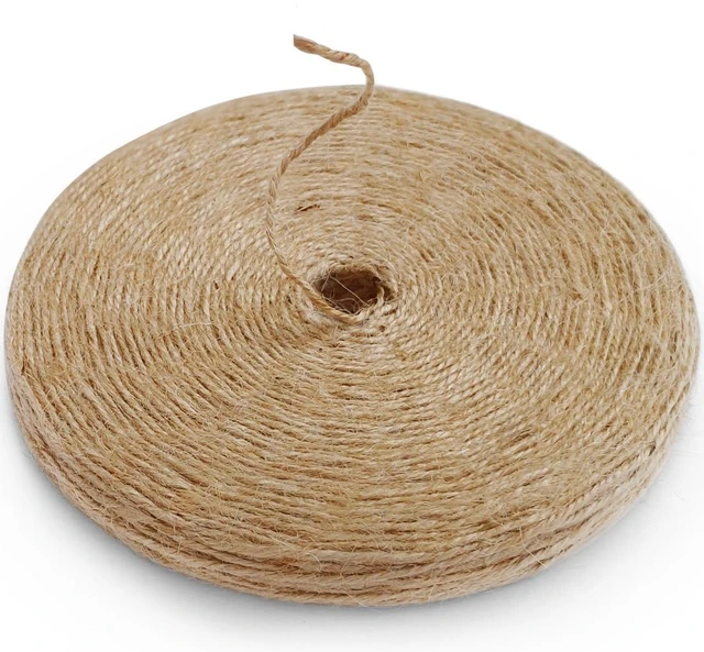Main image of PerkHomy 600 Feet Natural Jute Twine Long Twine String for Crafts Gift Wrapping Packing Gardening Crochet Knitting Macrame Decor (Brown 600feet Flat)