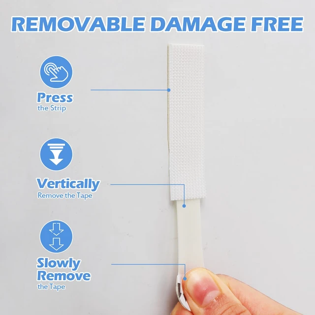 Alt view image 3 of 6 - Picture Hanging Strips 20 Pairs (40 Strips) Removable Adhesive Hook and Loop Wall Strips, Frame Stickers No Nails for Home Decor Wall Posters Damage Free Hanging Picture Hangers