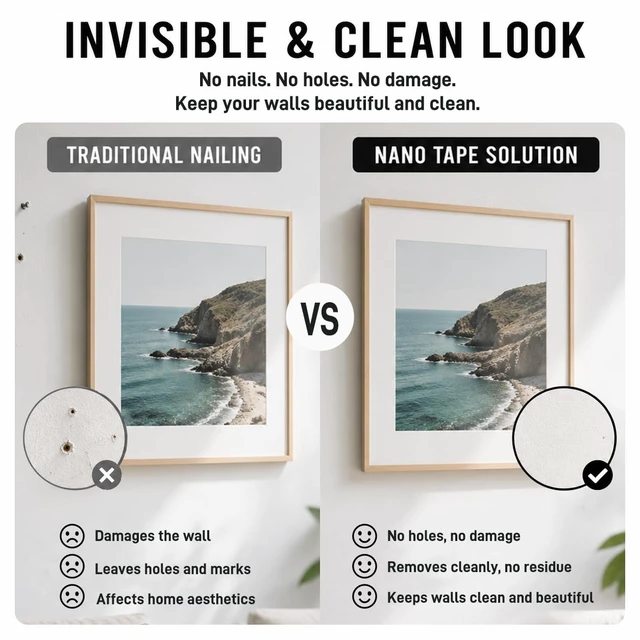 Alt view image 7 of 7 - Nano Tape Double Sided Heavy Duty 1/2''×10Ft Removable Washable No Residue