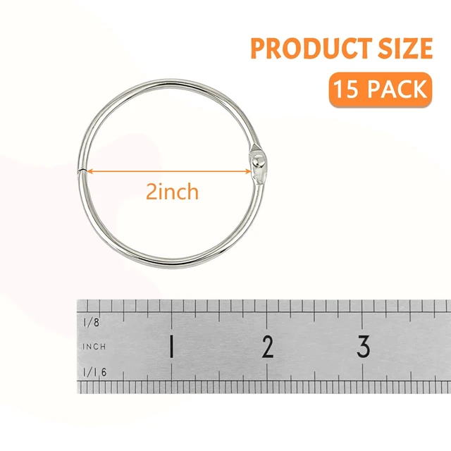 Alt view image 2 of 7 - KTOJOY 2 Inch (15 Pack) Loose Leaf Binder Book Rings, with Metal Nickel Plated for Key,and Index Cards, for School, Home, or Office, Silver