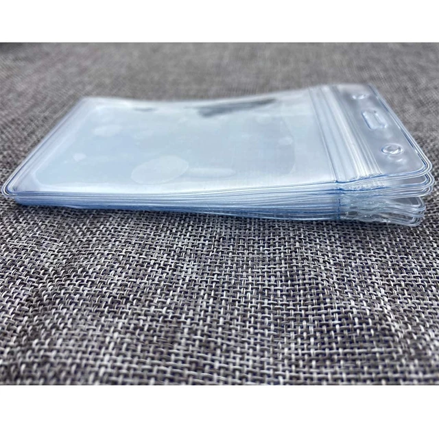 Alt view image 5 of 6 - 6Pcs Horizontal Badge Holders Sealable Waterproof Clear Plastic Name Tag ID Card Holder (6)