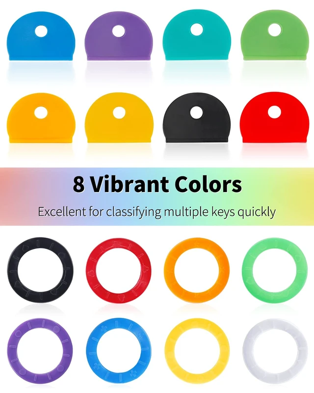 Alt view image 5 of 7 - Vibit 16 Pack Colorful Plastic Key Cap Tags and Identifier Covers, 2 Styles