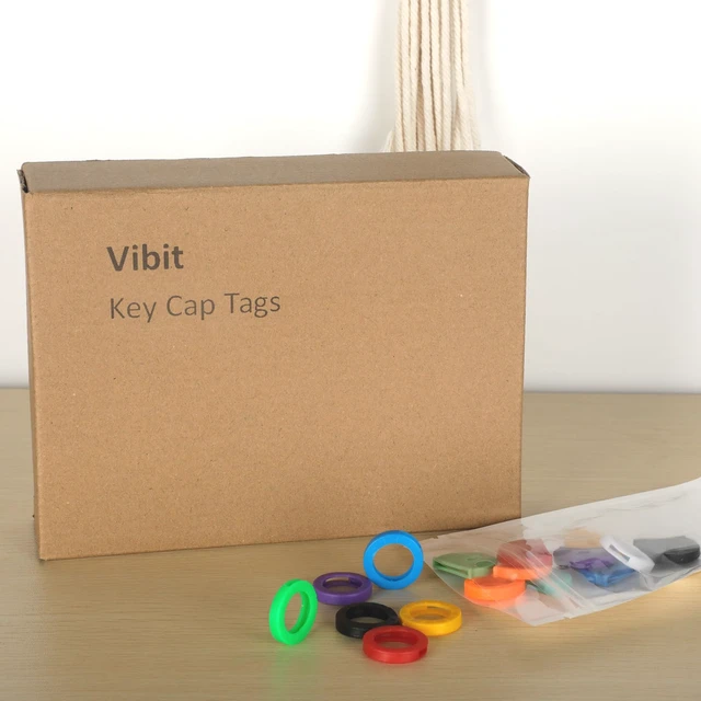 Alt view image 4 of 7 - Vibit 16 Pack Colorful Plastic Key Cap Tags and Identifier Covers, 2 Styles
