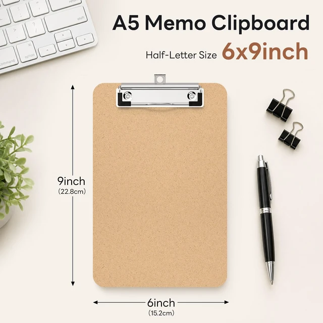 Alt view image 4 of 7 - Piasoenc A5 Wood Clipboards, 5.5 x 8.5 Half Letter Size Clip Board