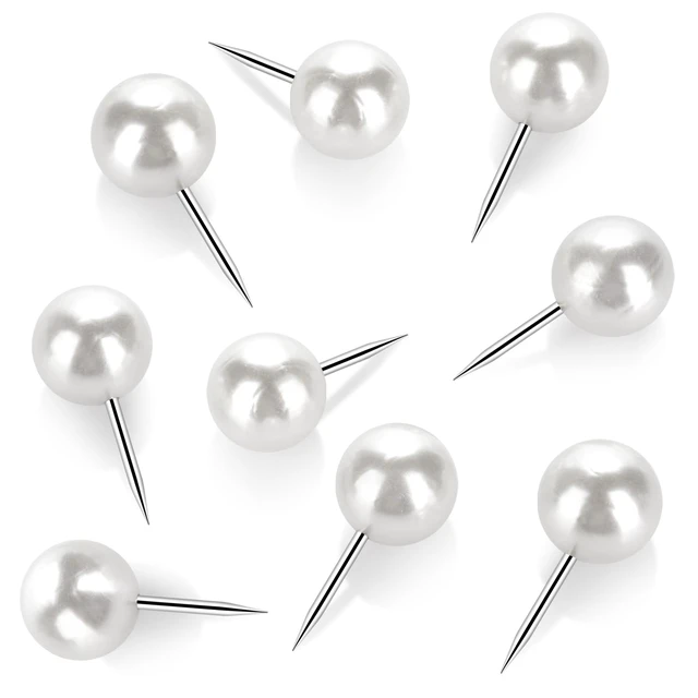 Alt view image 7 of 7 - 60 Pcs Push Pins, Thumb Tacks for Decorative Wall, Pearl White Thumbtacks for Bulletin Board Corkboard Map Calendar Photo Home Office