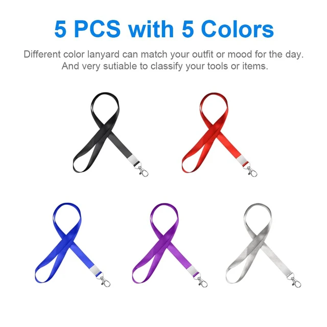 Alt view image 7 of 7 - Mcyye 5 PCS Neck Badge Lanyards with Clip for Keys & ID, 5 Colors