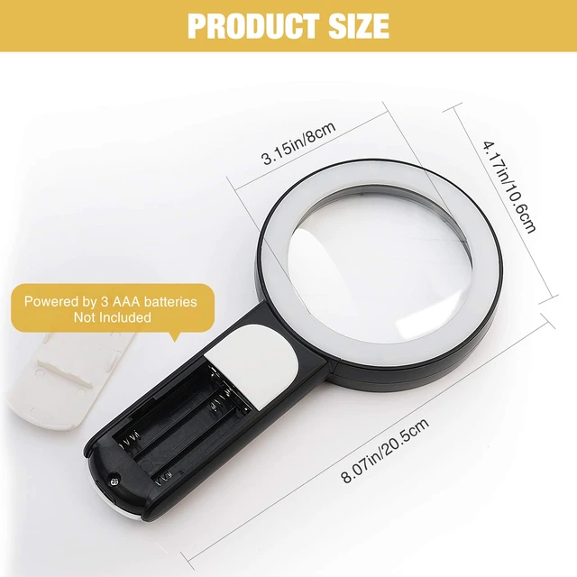 Alt view image 5 of 6 - JMH Magnifying Glass with Light, Handheld Large Magnifying Glass 18LED Cold and Warm Light with 3 Modes, Illuminated Lighted Magnifier for Seniors Reading, Coins, Jewelry