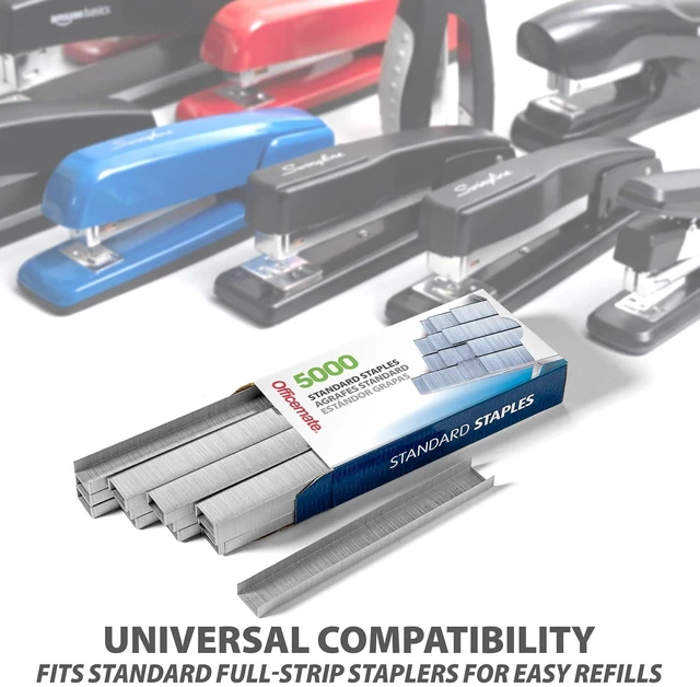 Alt view image 2 of 6 - Officemate Standard Staples - Chisel Point Tips, 5 Boxes of 5,000 Staples, 1/4-Inch Leg Length, Universal Compatibility, Office Supplies and School Supplies for Everyday Paper Fastening
