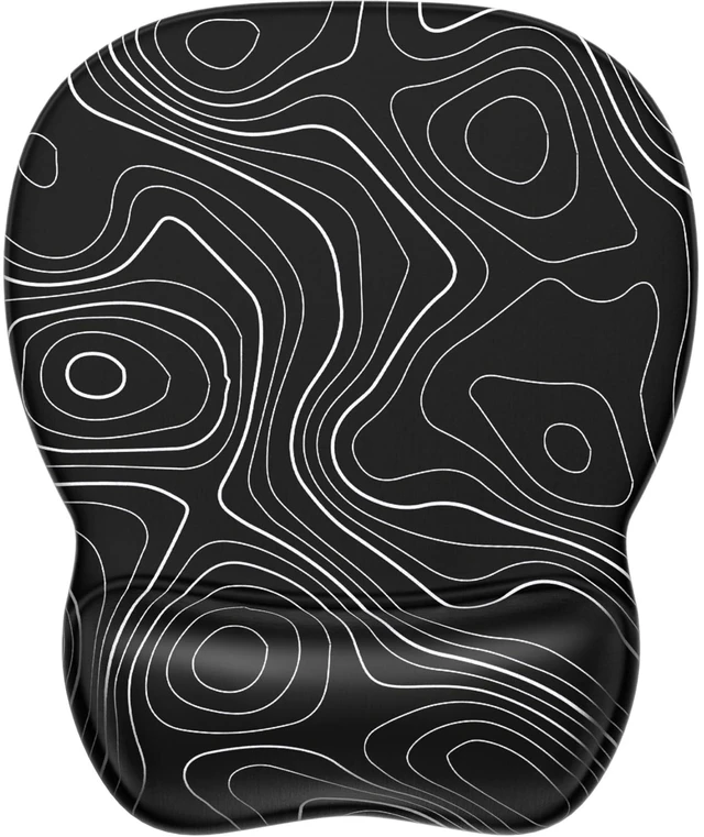 Main image of MROCO Ergonomic Mouse Pad Gel Wrist Rest, 9.4 x 8.1 in, Black Topographic