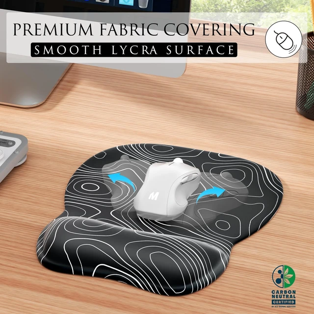 Alt view image 2 of 6 - MROCO Ergonomic Mouse Pad Gel Wrist Rest, 9.4 x 8.1 in, Black Topographic