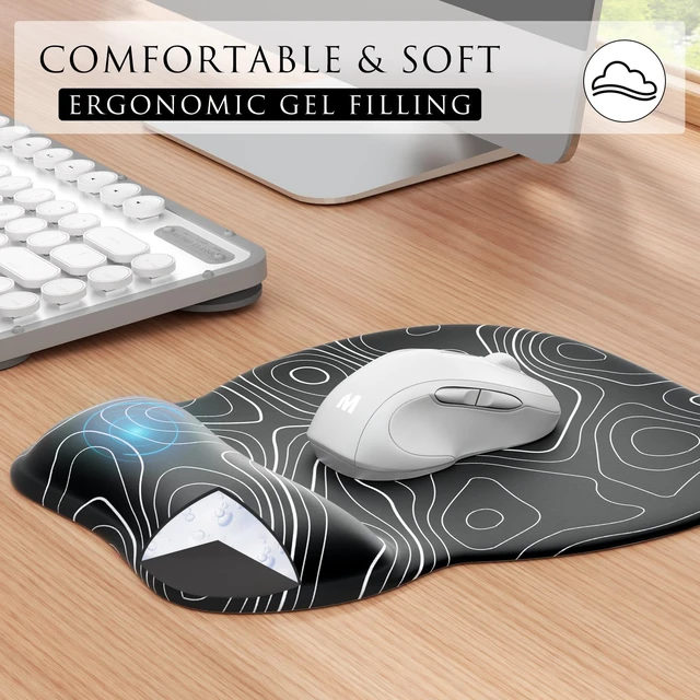 Alt view image 4 of 6 - MROCO Ergonomic Mouse Pad Gel Wrist Rest, 9.4 x 8.1 in, Black Topographic