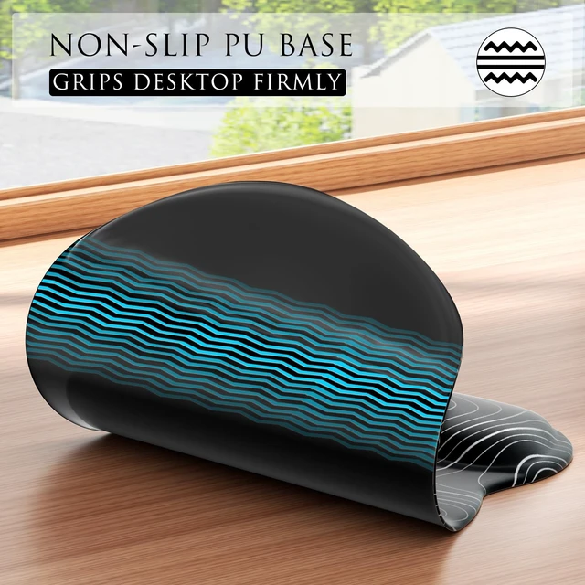 Alt view image 3 of 6 - MROCO Ergonomic Mouse Pad Gel Wrist Rest, 9.4 x 8.1 in, Black Topographic