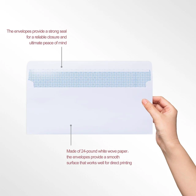 Alt view image 3 of 7 - Zzrywuty #10 Letter Size Mailing Envelopes for Business, 60pcs Self Seal Windowless Security Envelopes 4-1/8 x 9-1/2 Inch White 24LB Paper