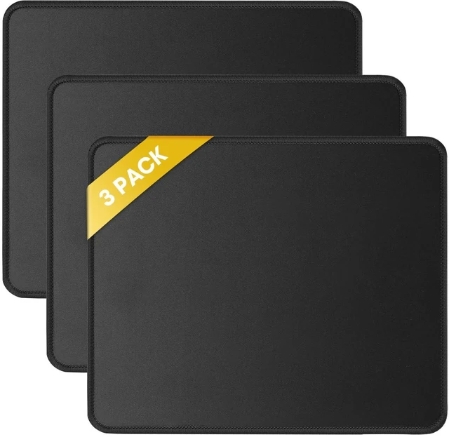 Main image of JIKIOU 3 Pack Mouse Pad with Stitched Edge, Perfect Size 10.2x8.3in Black