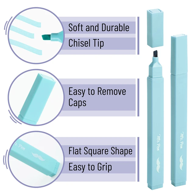 Alt view image 6 of 6 - Mr. Pen- Aesthetic Highlighters No Bleed, 8 Pack, Candy Colors | Chisel Tip, Cute Highlighters Assorted Colors for Journaling, Highlighting, Underlining, Fast Dry, Back to School Supplies