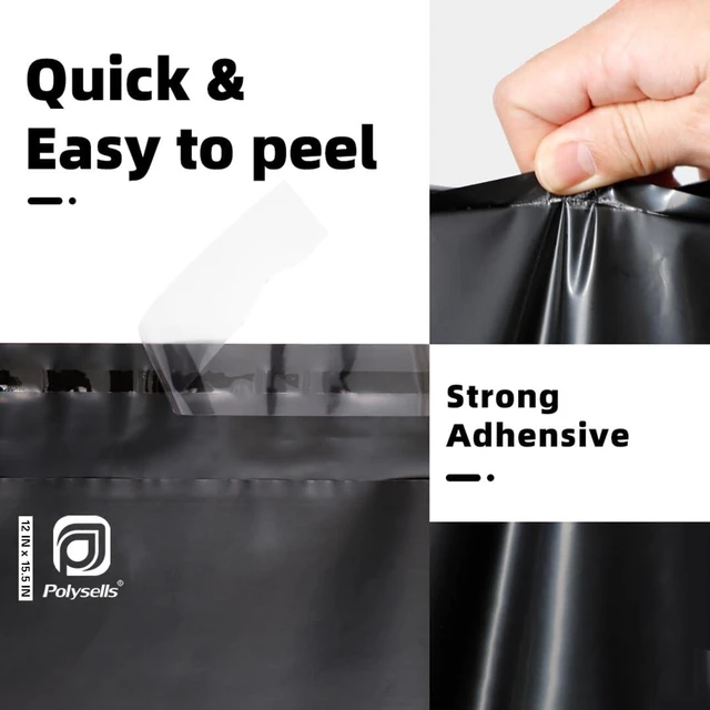 Alt view image 5 of 6 - POLYSELLS 100 pcs 12x15.5 Inches Black Poly Mailers Shipping Envelopes, Strong Adhesive Sealing, Waterproof, and Tear-resistant Postal Mailing Bags for Clothing, Books, and Accessories