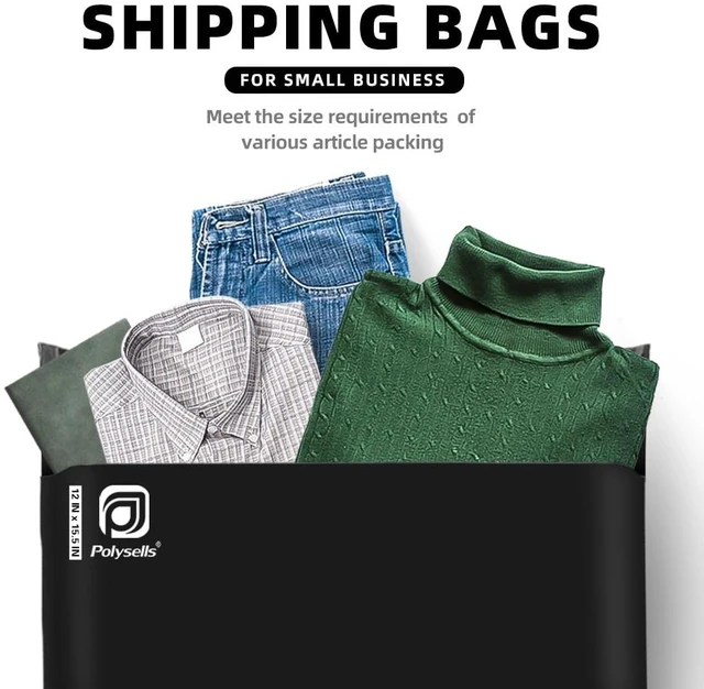 Alt view image 3 of 6 - POLYSELLS 100 pcs 12x15.5 Inches Black Poly Mailers Shipping Envelopes, Strong Adhesive Sealing, Waterproof, and Tear-resistant Postal Mailing Bags for Clothing, Books, and Accessories