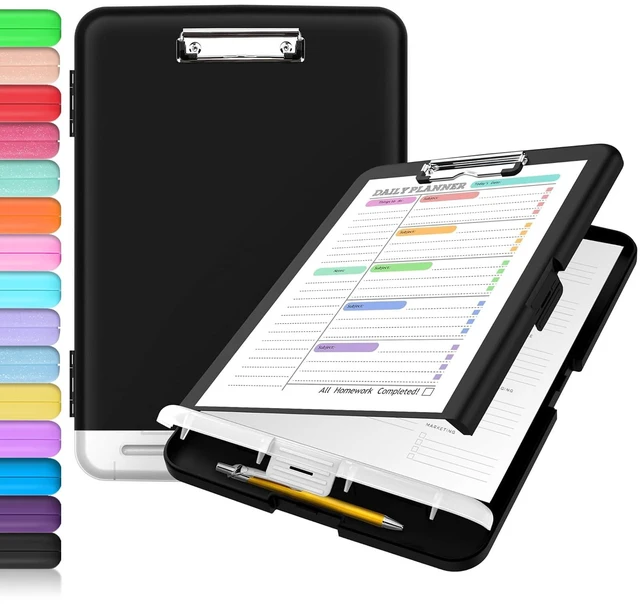 Main image of Sooez Clipboard with Storage, Clip Board 8.5 x 11 with Pen Holder, High Capacity Plastic Organization Case Box for Letter Legal A4 Size Paper, Nurses Teachers Must Haves, School & Office Supplies