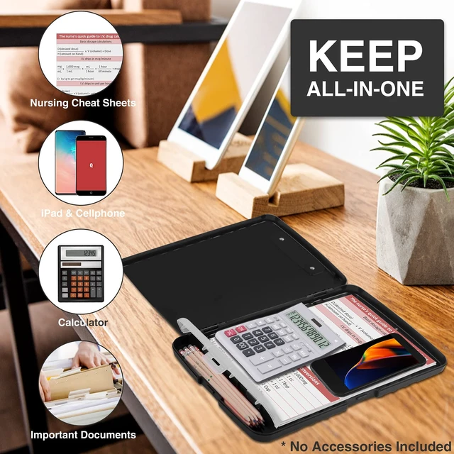 Alt view image 3 of 6 - Sooez Clipboard with Storage, Clip Board 8.5 x 11 with Pen Holder, High Capacity Plastic Organization Case Box for Letter Legal A4 Size Paper, Nurses Teachers Must Haves, School & Office Supplies