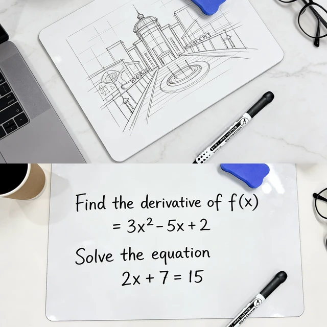 Alt view image 6 of 7 - Double Sided Portable White Board 9''x12'' Small Dry Erase Board, Mini Whiteboard with 2 Markers and 2 Erasers, Dry Erase Whiteboard for Memos, Drawing, Notes, Menu, Message, Classroom and Home Use
