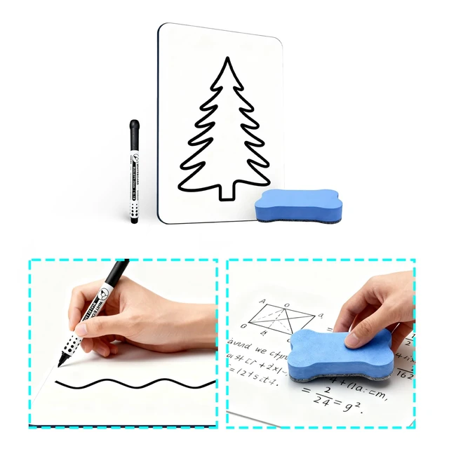 Alt view image 5 of 7 - Double Sided Portable White Board 9''x12'' Small Dry Erase Board, Mini Whiteboard with 2 Markers and 2 Erasers, Dry Erase Whiteboard for Memos, Drawing, Notes, Menu, Message, Classroom and Home Use
