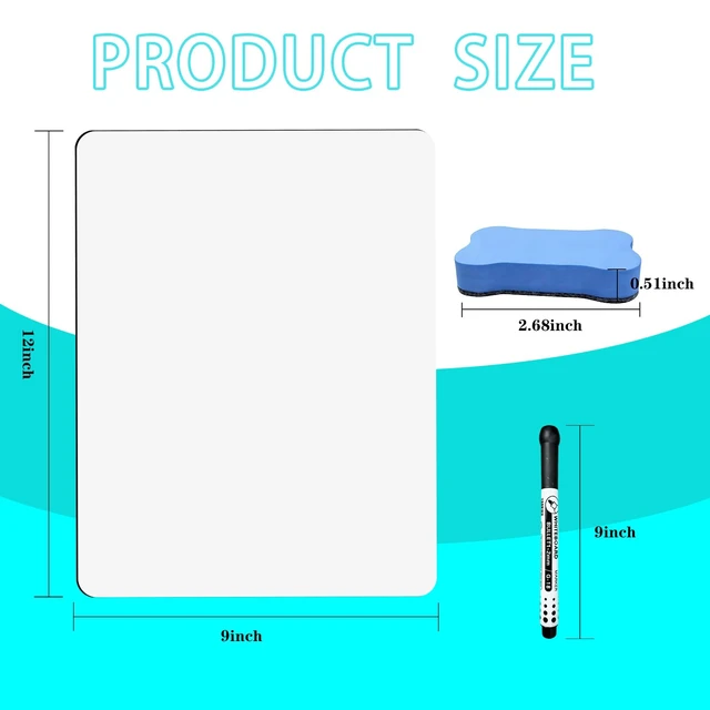 Alt view image 2 of 7 - Double Sided Portable White Board 9''x12'' Small Dry Erase Board, Mini Whiteboard with 2 Markers and 2 Erasers, Dry Erase Whiteboard for Memos, Drawing, Notes, Menu, Message, Classroom and Home Use