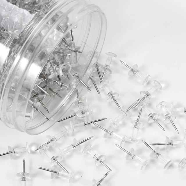 Alt view image 5 of 6 - Push Pins 600 Count, Standard Clear Thumb Tacks Steel Point and Clear Plastic Head
