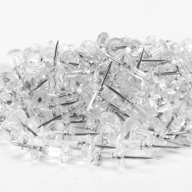 Alt view image 3 of 6 - Push Pins 600 Count, Standard Clear Thumb Tacks Steel Point and Clear Plastic Head