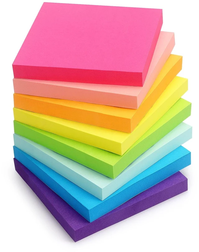 Main image of Eastern Wolf Sticky Notes 3x3 inch, 8 Bright Multi Colors, 85 Sheets/Pad