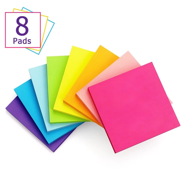 Alt view image 7 of 7 - Eastern Wolf Sticky Notes 3x3 inch, 8 Bright Multi Colors, 85 Sheets/Pad