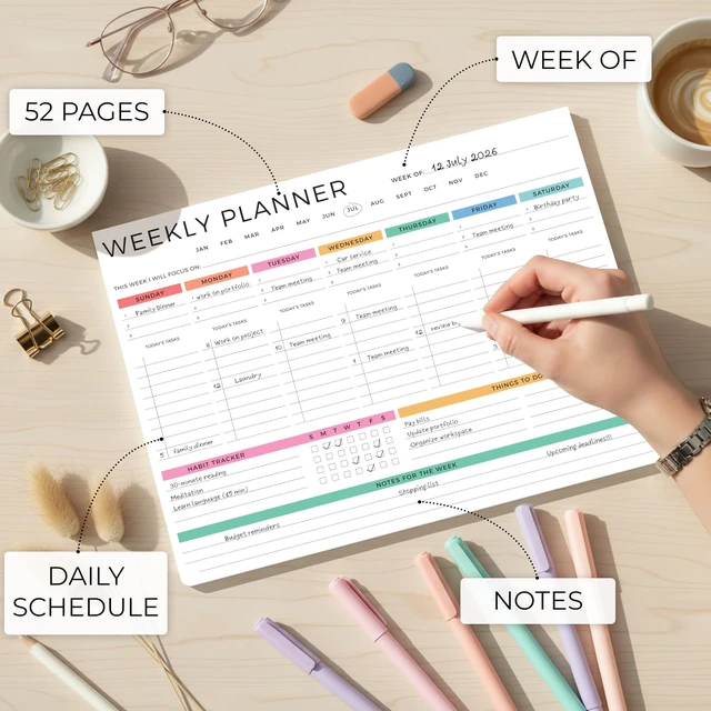 Alt view image 7 of 7 - Beautiful Weekly Planner - Undated To Do List Notepad with 52 Sheets