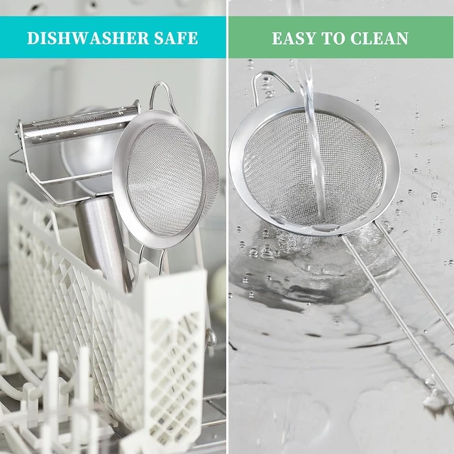 Alt view image 6 of 6 - Fine Mesh Strainers for Kitchen, COKUMA Stainless Steel Metal Hand Small Mini Sieve Strainer, Cocktail Strainer Tea Coffee Juice Strainer,Food Strainer with Handlle (3.35inch, Silver)
