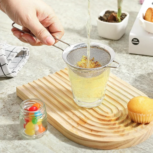 Alt view image 2 of 6 - Fine Mesh Strainers for Kitchen, COKUMA Stainless Steel Metal Hand Small Mini Sieve Strainer, Cocktail Strainer Tea Coffee Juice Strainer,Food Strainer with Handlle (3.35inch, Silver)