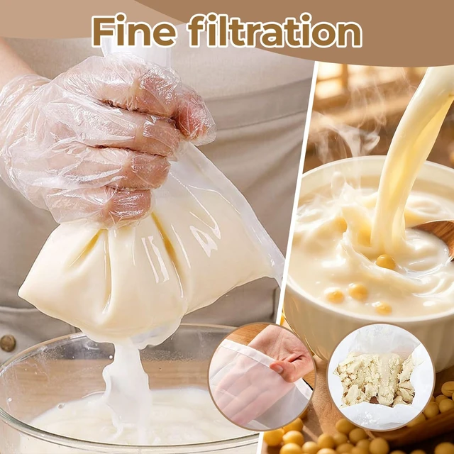Alt view image 4 of 7 - 4PCS Nut Milk Bag,8x12'' 100 Mesh Fine Mesh Cheese Cloth,Nylon Cheesecloth Bags for Straining,Multiple Usage Reusable Juice Strainer,Suitable for Straining Fruit Coffee Tofu Yogurt Tea (100 Mesh)