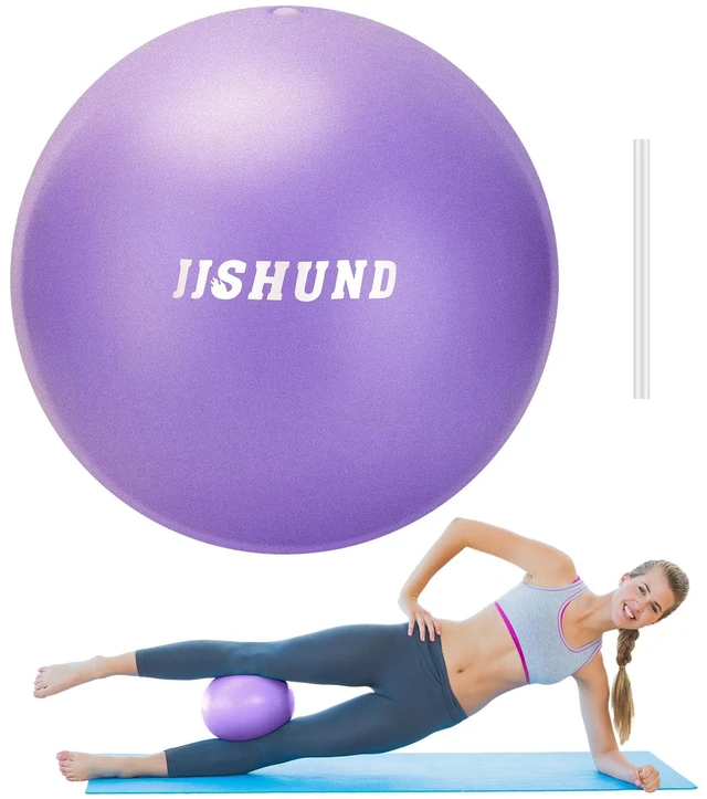 Main image of jjshund Pilates Ball, 9,8 Inch Small Exercise Mini Soft Workout Yoga Ball with Exercise Guide, for Home Gym Yoga, Pilates, Core Training, Workout, Balance, Stability