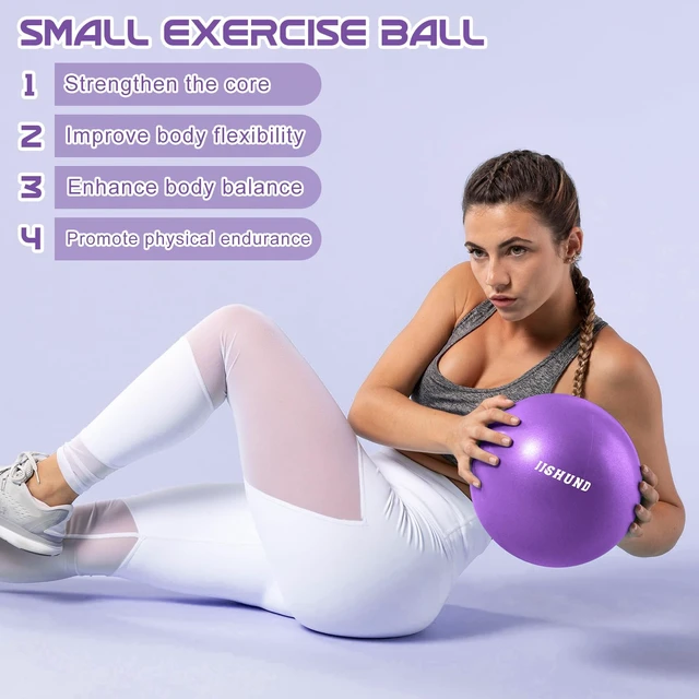 Alt view image 4 of 6 - jjshund Pilates Ball, 9,8 Inch Small Exercise Mini Soft Workout Yoga Ball with Exercise Guide, for Home Gym Yoga, Pilates, Core Training, Workout, Balance, Stability