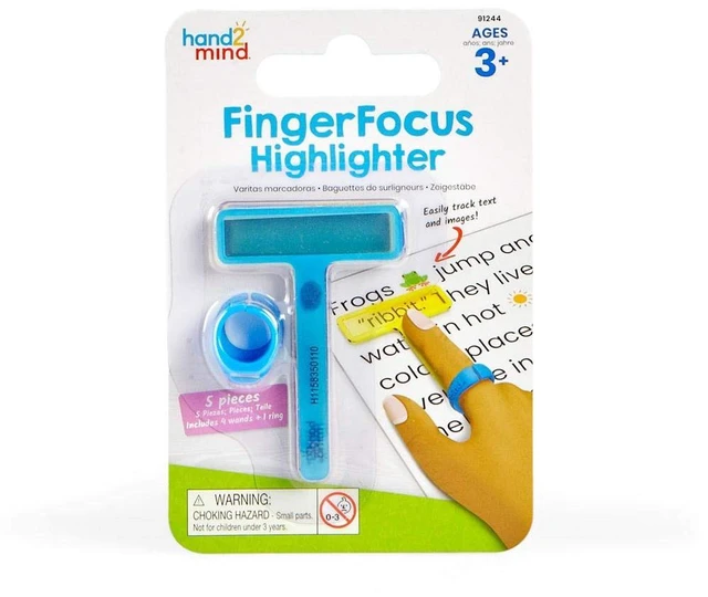 Main image of hand2mind FingerFocus Highlighter, Guided Reading Strips, Reading Pointers for Kids, Dyslexia Tools for Kids, ADHD Tools, Special Education School Supplies, Teacher Classroom Must Haves (1 Pack)
