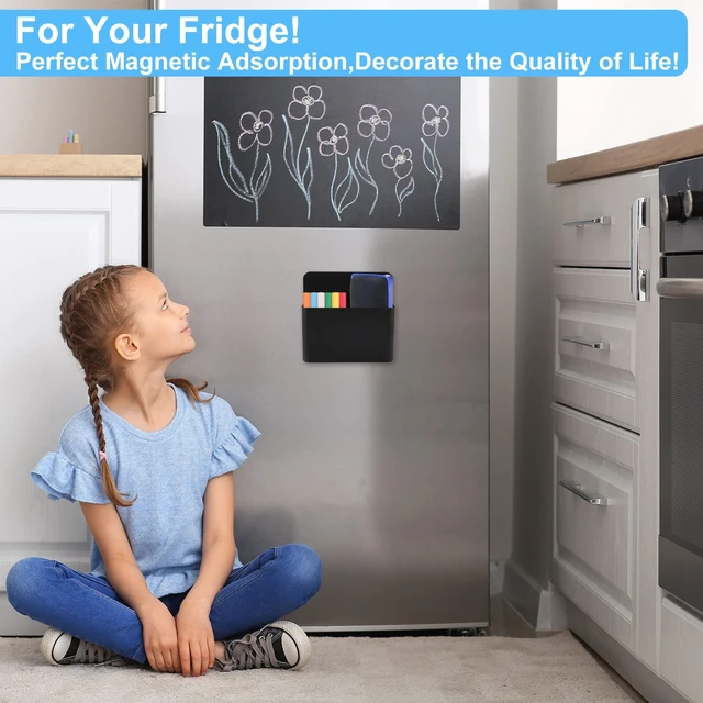 Alt view image 3 of 6 - KITANIS Magnetic Pen Holder,2 Pack Magnetic Dry Erase Marker Holder with Generous Compartments,Strong Magnet Storage Marker Pen Pencil Organizer for Refrigerator,Whiteboard,Locker Accessories