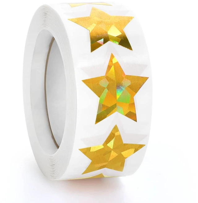 Main image of Imeepa 500PCS Holographic Gold Star Stickers, 1" Sparkly Lables for Kids