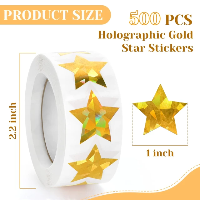 Alt view image 5 of 6 - Imeepa 500PCS Holographic Gold Star Stickers, 1" Sparkly Lables for Kids