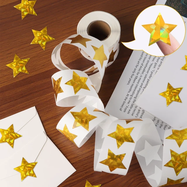 Alt view image 4 of 6 - Imeepa 500PCS Holographic Gold Star Stickers, 1" Sparkly Lables for Kids