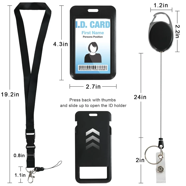 Alt view image 4 of 6 - Retractable ID Badge Holder with Breakaway Lanyard,Heavy Duty Badge Reel,Detachable Keychain, Cruise Ship Cards Holder,for Nurse Officer Teacher Security Staff Women Men