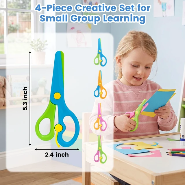 Alt view image 4 of 6 - LovesTown 4PCS Toddler Safety Scissors, Blunt Tip Scissor, Anti-Pinch