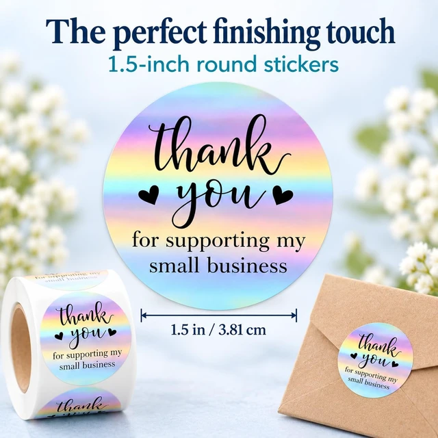 Alt view image 4 of 6 - 500 PCS Holographic Thank You for Supporting My Small Business Stickers