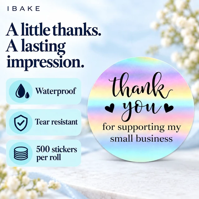 Alt view image 2 of 6 - 500 PCS Holographic Thank You for Supporting My Small Business Stickers
