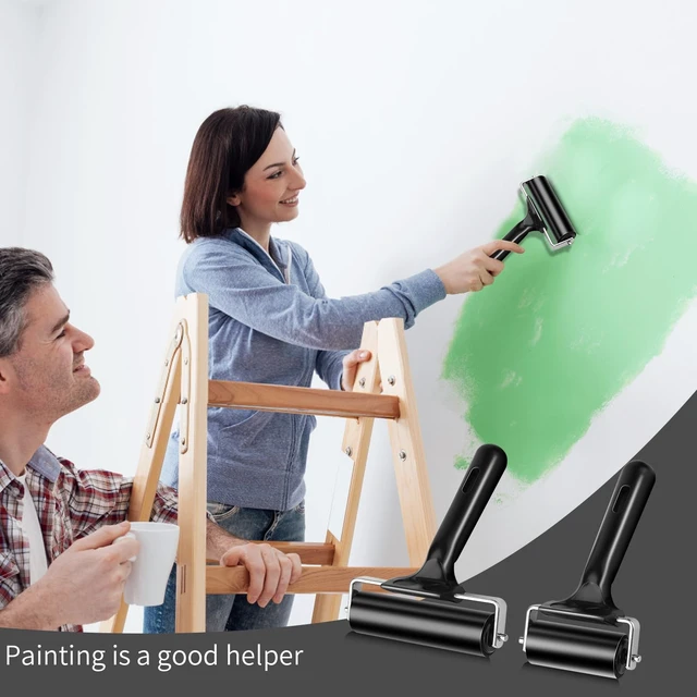 Alt view image 2 of 6 - 2Pcs Rubber Roller Brayer Rollers Hard Rubber 4 and 2.2 Inch for Printmaking (Black) by HRLORKC