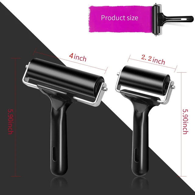 Alt view image 5 of 6 - 2Pcs Rubber Roller Brayer Rollers Hard Rubber 4 and 2.2 Inch for Printmaking (Black) by HRLORKC